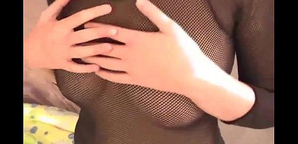  Desiree giving a POV blowjob in fishnets